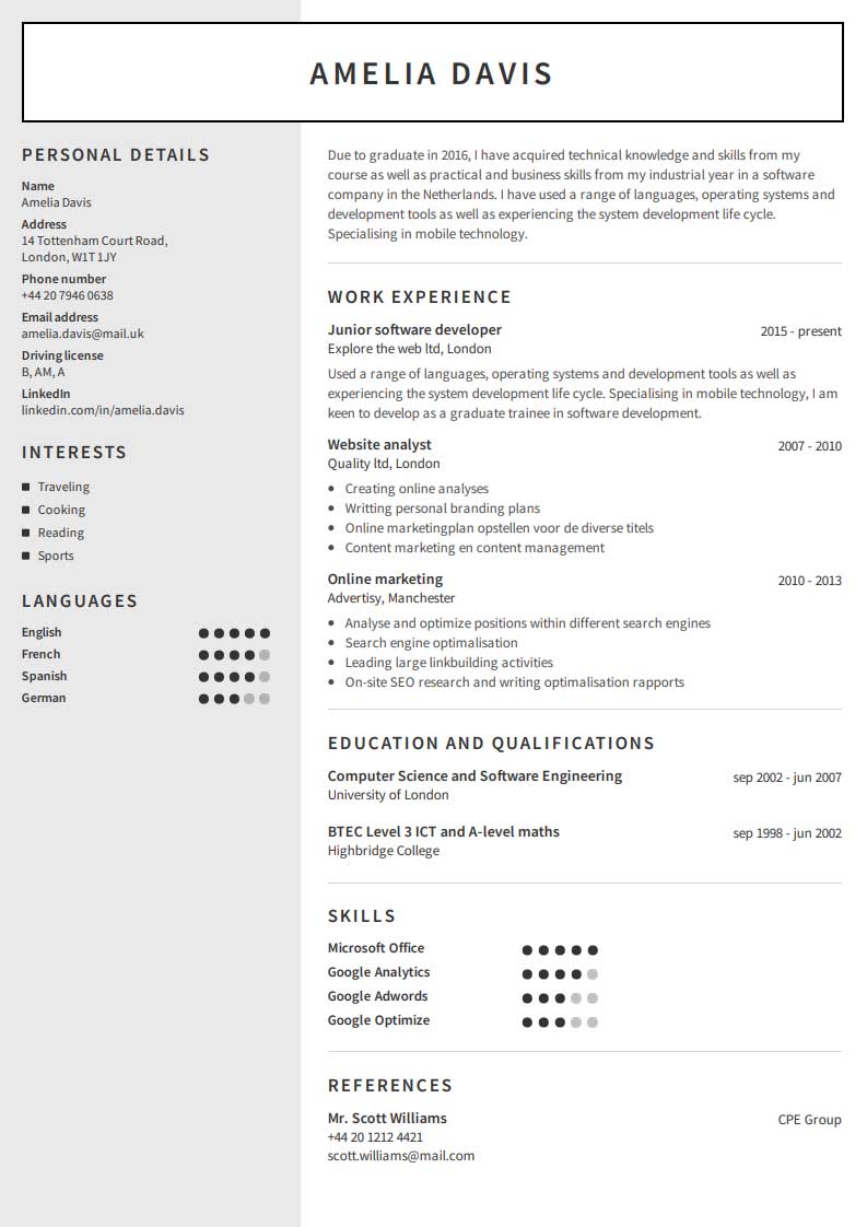 Free Example resume